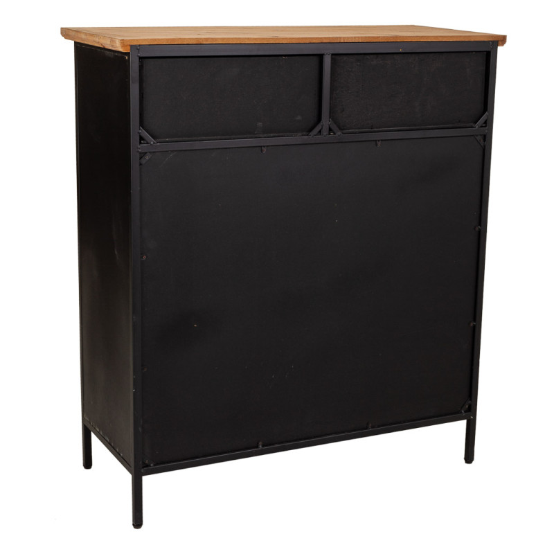 Meuble d'entrée industriel bois et métal noir 80x34x90 cm Tizoa  - 4