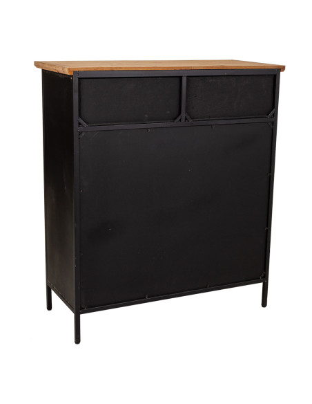 Meuble d'entrée industriel bois et métal noir 80x34x90 cm Tizoa  - 4