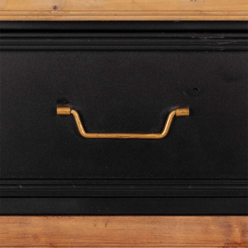 Meuble d'entrée industriel bois et métal noir 80x34x90 cm Tizoa  - 6