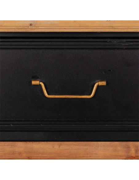 Meuble d'entrée industriel bois et métal noir 80x34x90 cm Tizoa  - 6