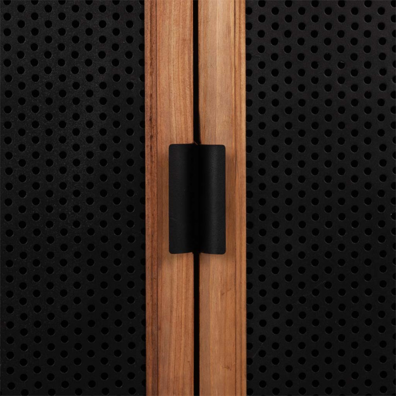 Meuble d'entrée industriel bois et métal noir 80x34x90 cm Tizoa  - 7