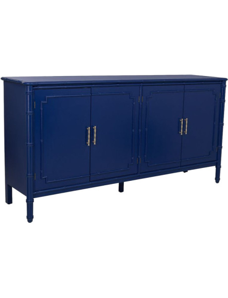 Buffet 4 portes bleu roi laqué Art déco 178,5 cm Vamau  - 1