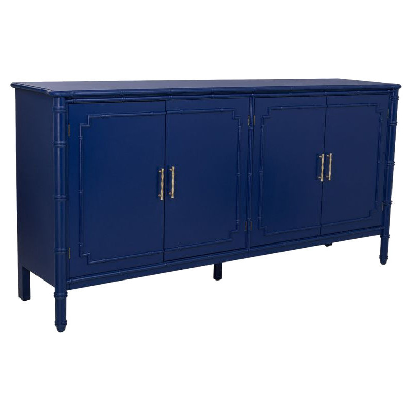 Buffet 4 portes bleu roi laqué Art déco 178,5 cm Vamau  - 1