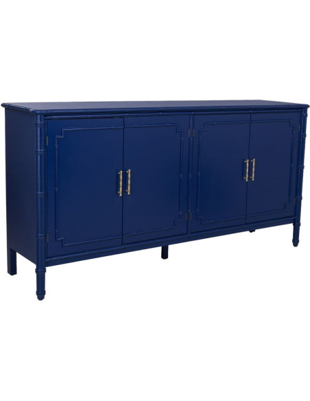Buffet 4 portes bleu roi laqué Art déco 178,5 cm Vamau  - 1