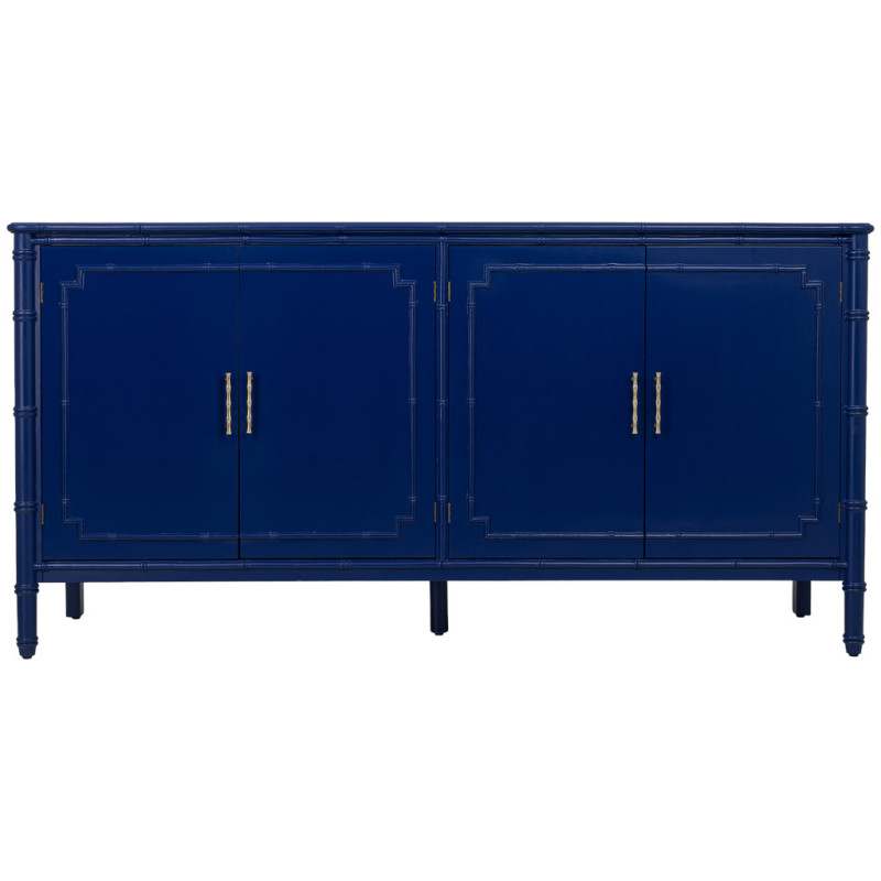 Buffet 4 portes bleu roi laqué Art déco 178,5 cm Vamau  - 2