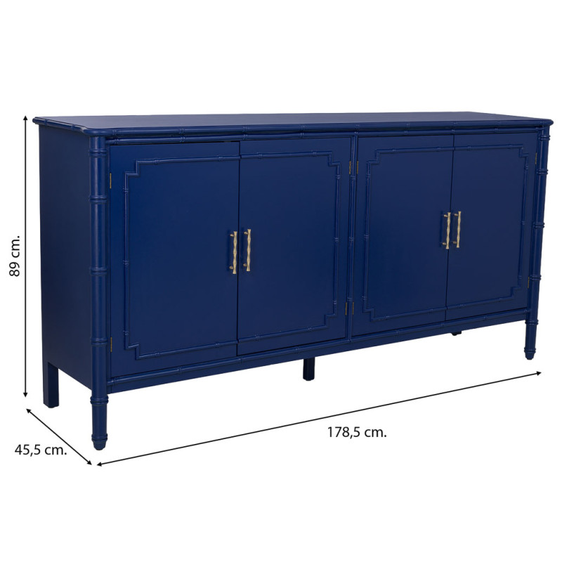 Buffet 4 portes bleu roi laqué Art déco 178,5 cm Vamau  - 8