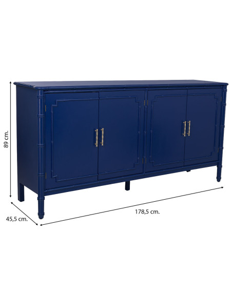 Buffet 4 portes bleu roi laqué Art déco 178,5 cm Vamau  - 8