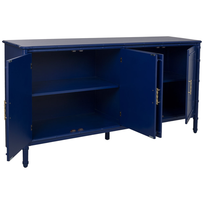 Buffet 4 portes bleu roi laqué Art déco 178,5 cm Vamau  - 3