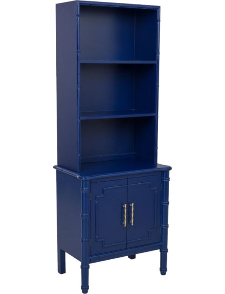 Bibliothèque étroite bleu roi en bois 2 portes 155 cm Vamau  - 1