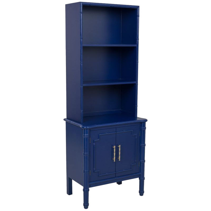 Bibliothèque étroite bleu roi en bois 2 portes 155 cm Vamau  - 1