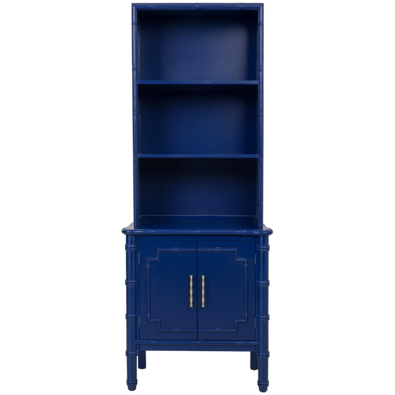 Bibliothèque étroite bleu roi en bois 2 portes 155 cm Vamau  - 2