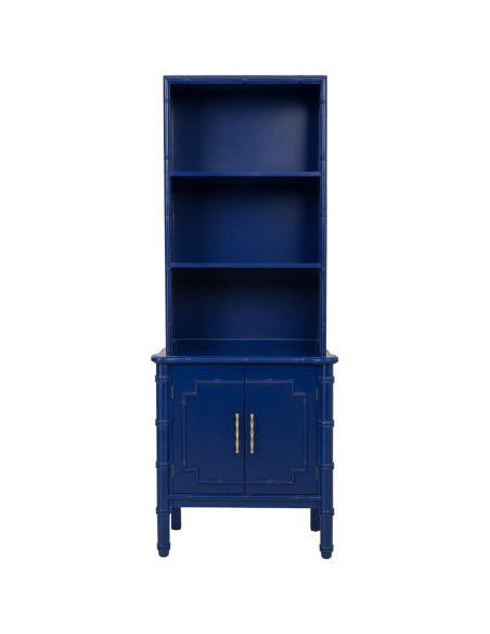 Bibliothèque étroite bleu roi en bois 2 portes 155 cm Vamau  - 2