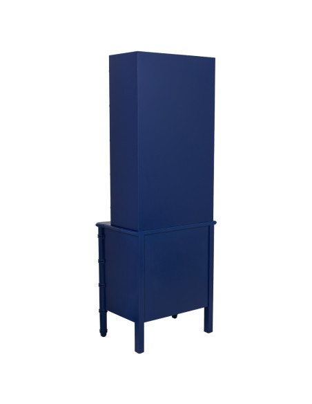 Bibliothèque étroite bleu roi en bois 2 portes 155 cm Vamau  - 4