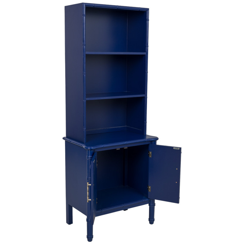 Bibliothèque étroite bleu roi en bois 2 portes 155 cm Vamau  - 3