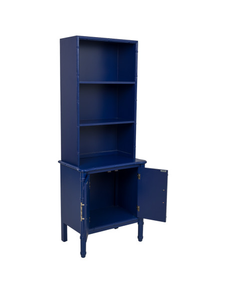 Bibliothèque étroite bleu roi en bois 2 portes 155 cm Vamau  - 3