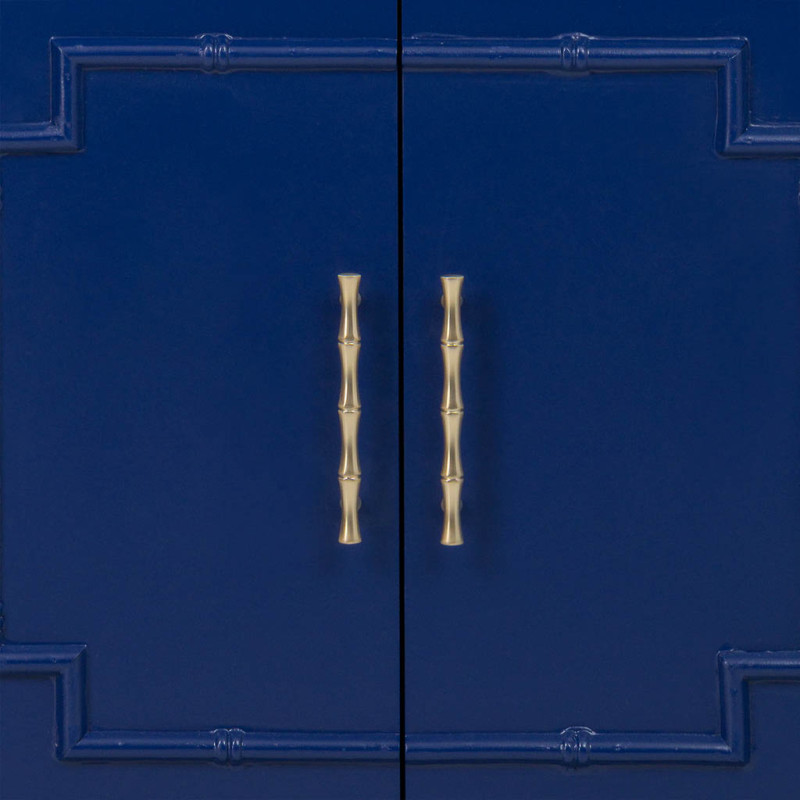 Bibliothèque étroite bleu roi en bois 2 portes 155 cm Vamau  - 5