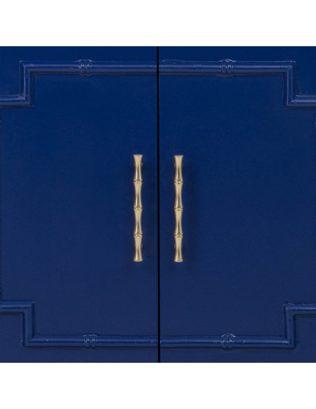 Bibliothèque étroite bleu roi en bois 2 portes 155 cm Vamau  - 5