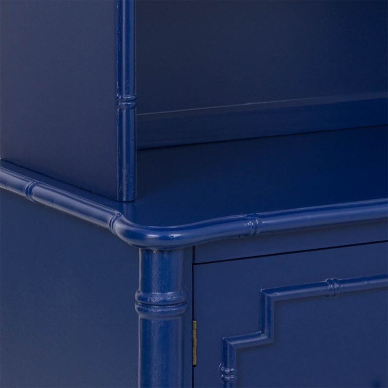 Bibliothèque étroite bleu roi en bois 2 portes 155 cm Vamau  - 6