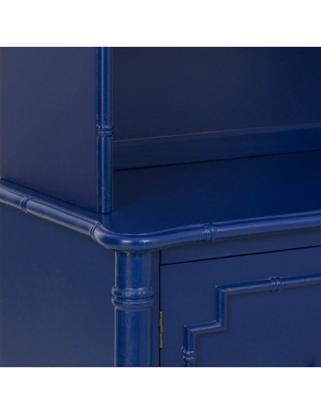 Bibliothèque étroite bleu roi en bois 2 portes 155 cm Vamau  - 6