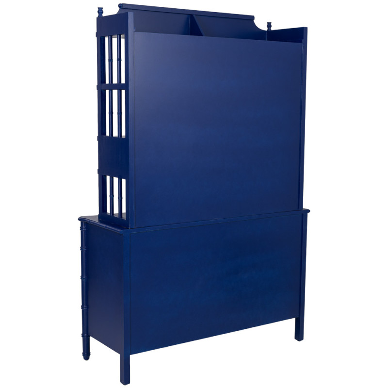 Bibliothèque 9 tiroirs en bois bleu roi Art déco 129x48x193 cm Vamau  - 5