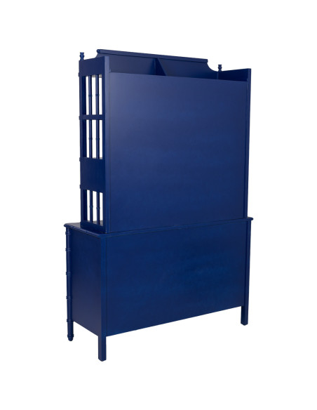 Bibliothèque 9 tiroirs en bois bleu roi Art déco 129x48x193 cm Vamau  - 5