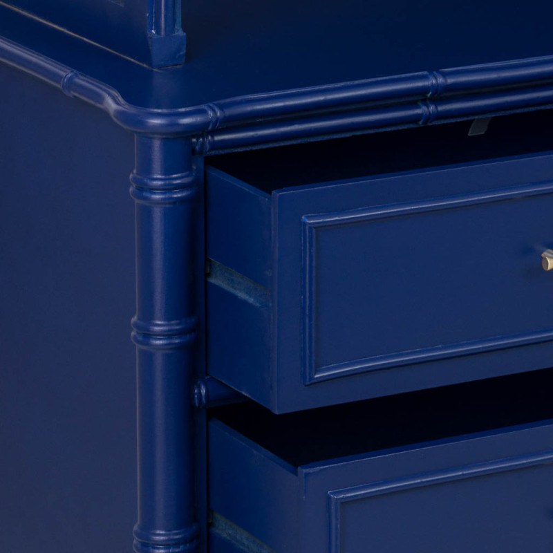 Bibliothèque 9 tiroirs en bois bleu roi Art déco 129x48x193 cm Vamau  - 6