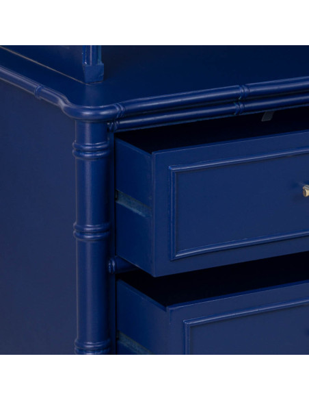 Bibliothèque 9 tiroirs en bois bleu roi Art déco 129x48x193 cm Vamau  - 6