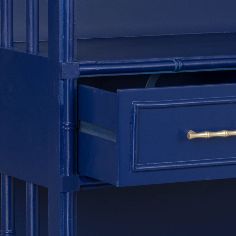 Bibliothèque 9 tiroirs en bois bleu roi Art déco 129x48x193 cm Vamau  - 7