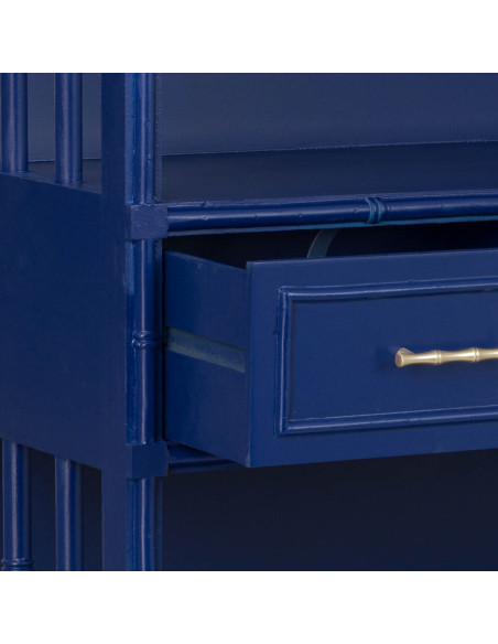 Bibliothèque 9 tiroirs en bois bleu roi Art déco 129x48x193 cm Vamau  - 7