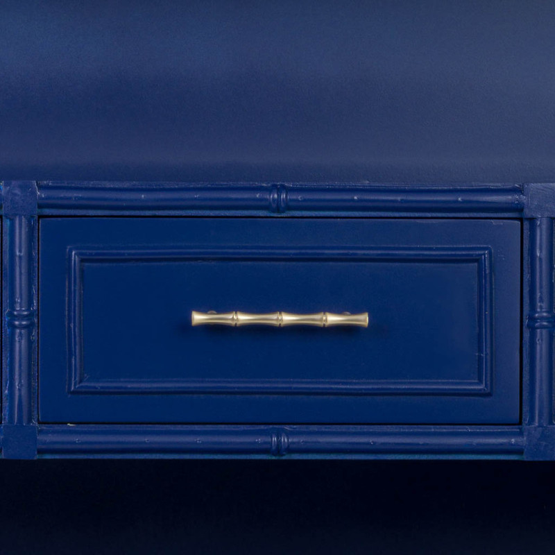 Bibliothèque 9 tiroirs en bois bleu roi Art déco 129x48x193 cm Vamau  - 8