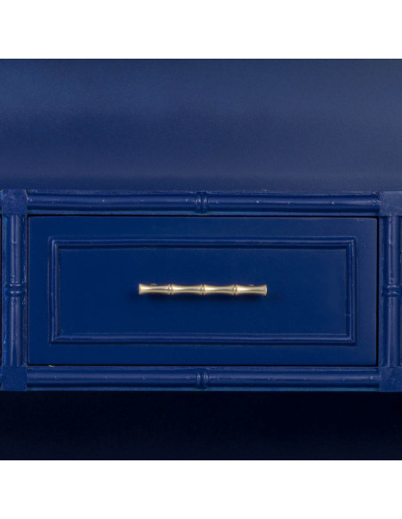 Bibliothèque 9 tiroirs en bois bleu roi Art déco 129x48x193 cm Vamau  - 8