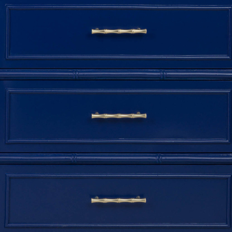 Bibliothèque 9 tiroirs en bois bleu roi Art déco 129x48x193 cm Vamau  - 9