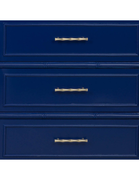Bibliothèque 9 tiroirs en bois bleu roi Art déco 129x48x193 cm Vamau  - 9