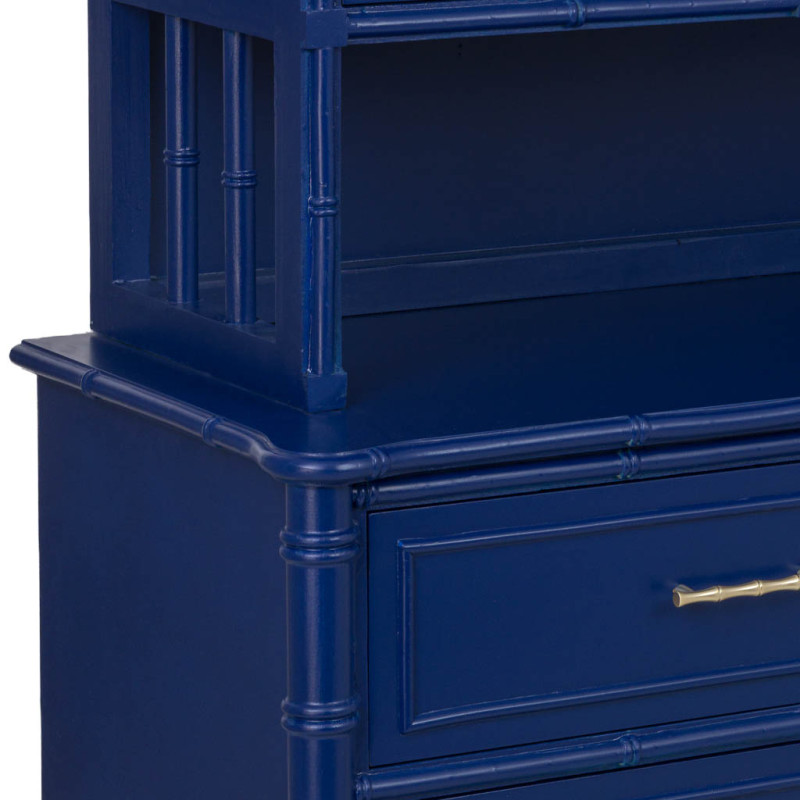 Bibliothèque 9 tiroirs en bois bleu roi Art déco 129x48x193 cm Vamau  - 11