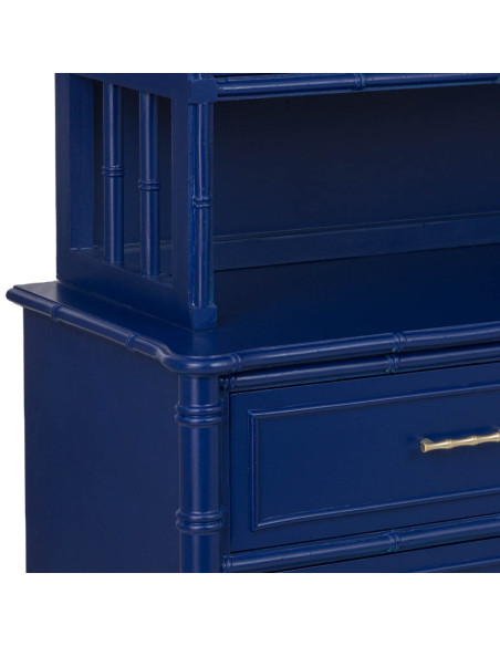 Bibliothèque 9 tiroirs en bois bleu roi Art déco 129x48x193 cm Vamau  - 11