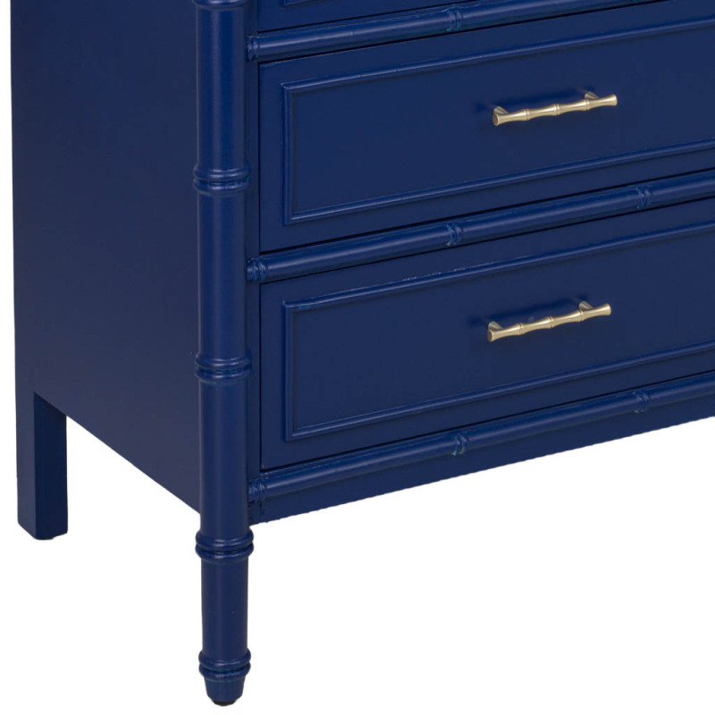 Bibliothèque 9 tiroirs en bois bleu roi Art déco 129x48x193 cm Vamau  - 12