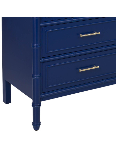 Bibliothèque 9 tiroirs en bois bleu roi Art déco 129x48x193 cm Vamau  - 12