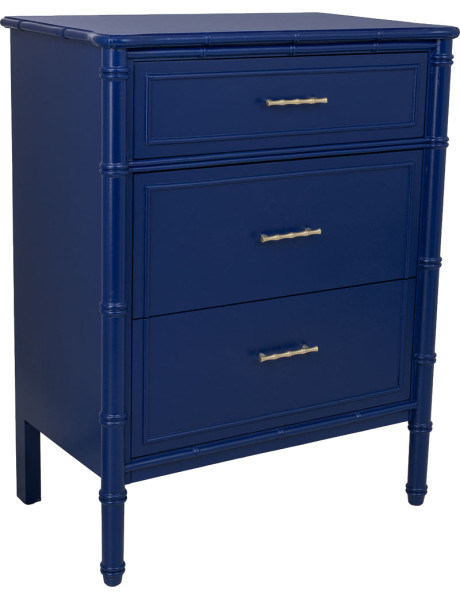 Commode 3 tiroirs bleu roi laqué Art déco 76 cm Vamau  - 1