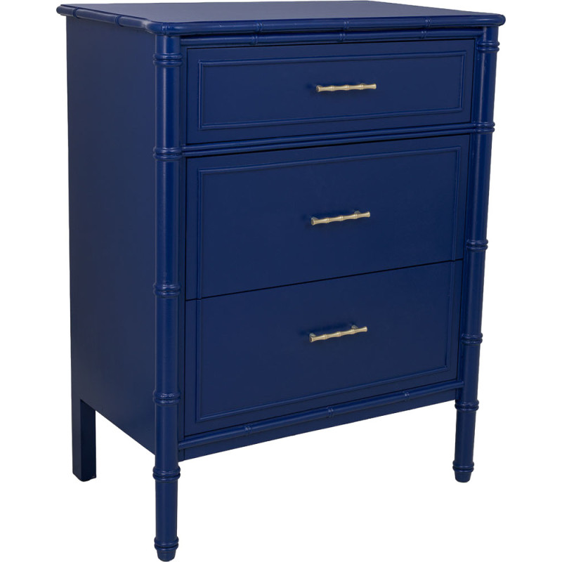 Commode 3 tiroirs bleu roi laqué Art déco 76 cm Vamau  - 1