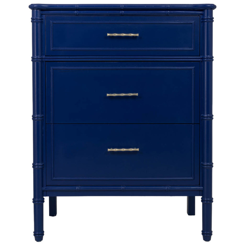 Commode 3 tiroirs bleu roi laqué Art déco 76 cm Vamau  - 2