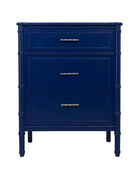 Commode 3 tiroirs bleu roi laqué Art déco 76 cm Vamau  - 2