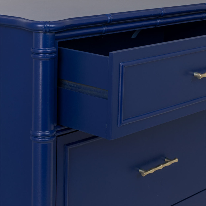 Commode 3 tiroirs bleu roi laqué Art déco 76 cm Vamau  - 5