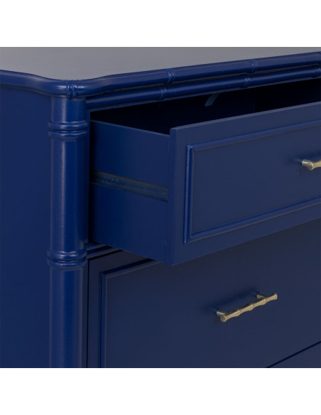 Commode 3 tiroirs bleu roi laqué Art déco 76 cm Vamau  - 5
