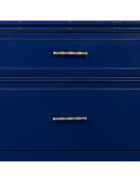 Commode 3 tiroirs bleu roi laqué Art déco 76 cm Vamau  - 6