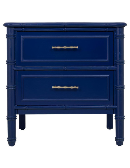 Table de chevet 2 tiroirs bleu roi en bois 60 cm Vamau  - 2