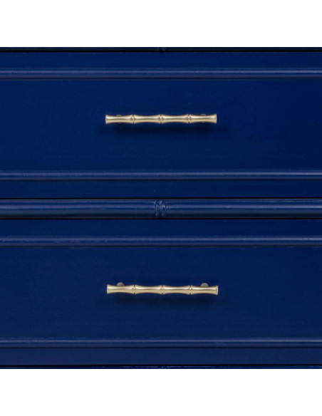 Table de chevet 2 tiroirs bleu roi en bois 60 cm Vamau  - 6