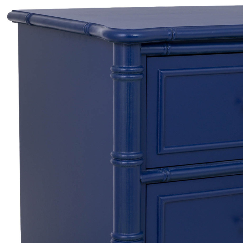 Table de chevet 2 tiroirs bleu roi en bois 60 cm Vamau  - 7