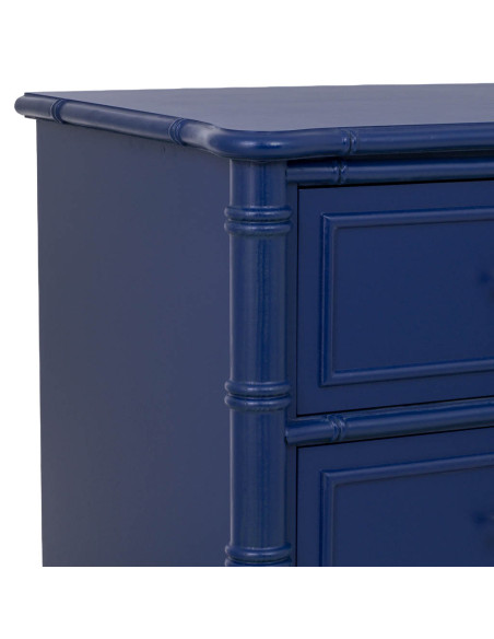 Table de chevet 2 tiroirs bleu roi en bois 60 cm Vamau  - 7