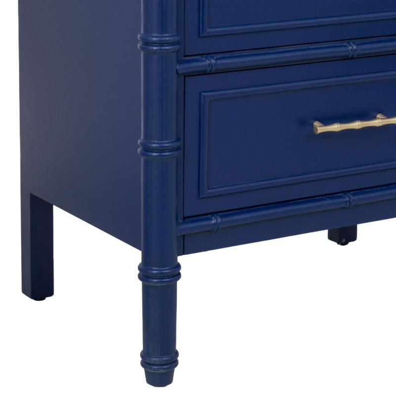 Table de chevet 2 tiroirs bleu roi en bois 60 cm Vamau  - 8