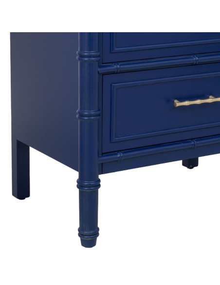 Table de chevet 2 tiroirs bleu roi en bois 60 cm Vamau  - 8